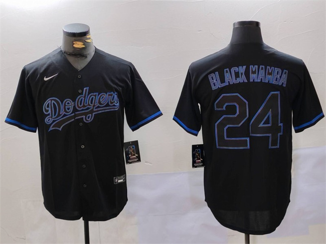 Men's Los Angeles Dodgers #24 'Black Mamba' Black Cool Base Stitched Baseball Jersey Men's Los Angeles Dodgers #24 'Black Mamba' Black Cool Base Stitched Baseball Jersey